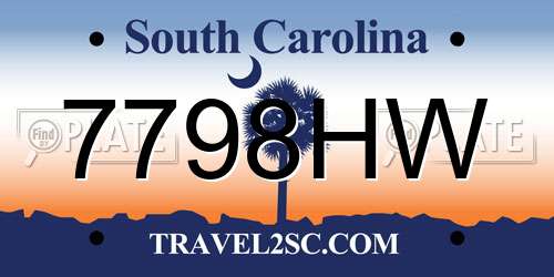 7798HW South Carolina License Plate