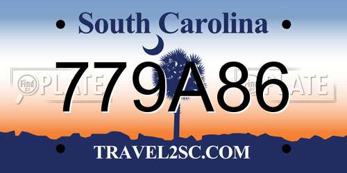 779A86 South Carolina License Plate