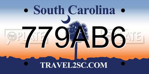 779AB6 South Carolina License Plate