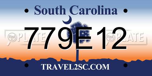 779E12 South Carolina License Plate
