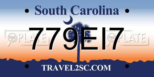779EI7 South Carolina License Plate