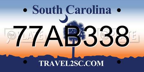 77AB338 South Carolina License Plate