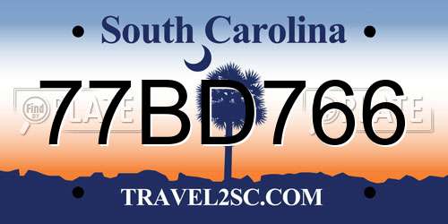 77BD766 South Carolina License Plate