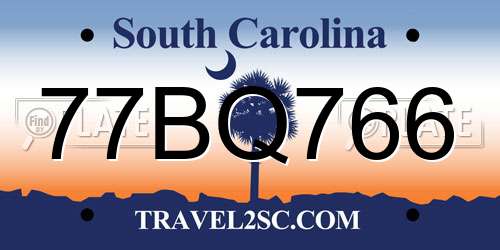 77BQ766 South Carolina License Plate