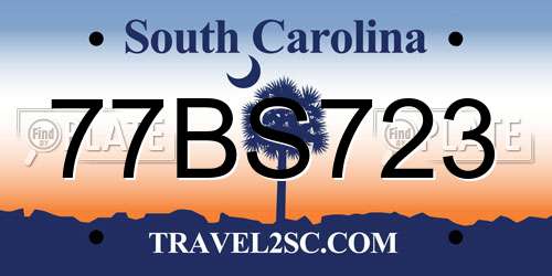 77BS723 South Carolina License Plate