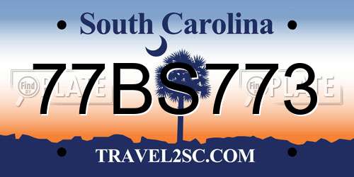 77BS773 South Carolina License Plate