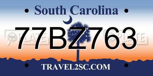 77BZ763 South Carolina License Plate