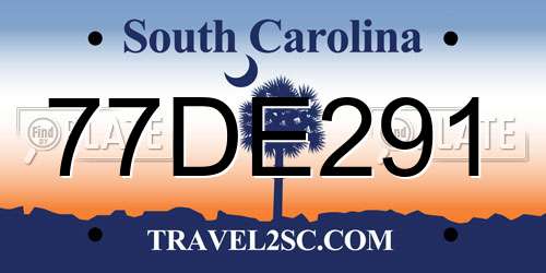 77DE291 South Carolina License Plate