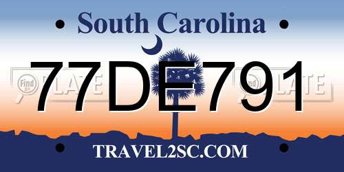 77DE791 South Carolina License Plate