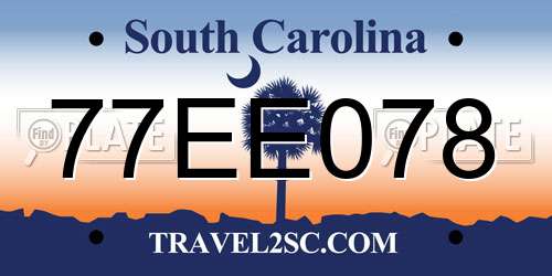77EE078 South Carolina License Plate