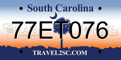 77ET076 South Carolina License Plate