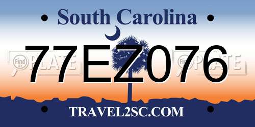 77EZ076 South Carolina License Plate