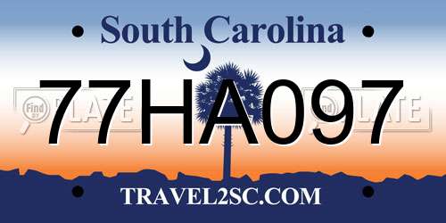 77HA097 South Carolina License Plate