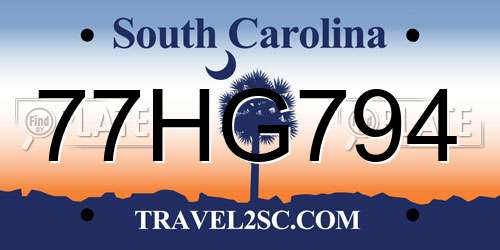 77HG794 South Carolina License Plate
