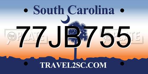 77JB755 South Carolina License Plate
