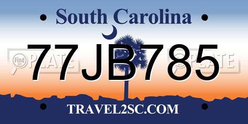 77JB785 South Carolina License Plate