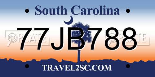 77JB788 South Carolina License Plate