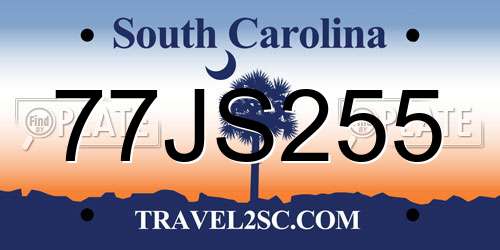 77JS255 South Carolina License Plate