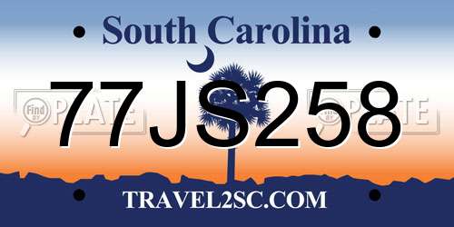 77JS258 South Carolina License Plate