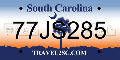 77JS285 South Carolina License Plate