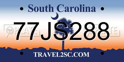 77JS288 South Carolina License Plate