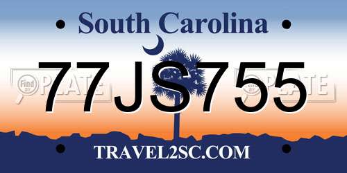 77JS755 South Carolina License Plate