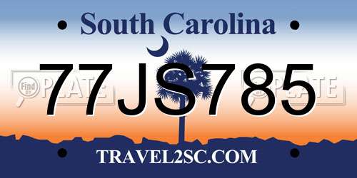 77JS785 South Carolina License Plate