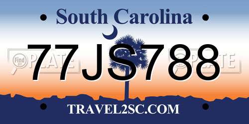 77JS788 South Carolina License Plate