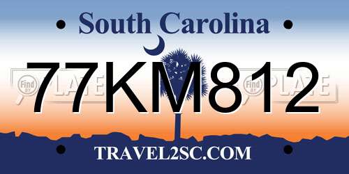 77KM812 South Carolina License Plate