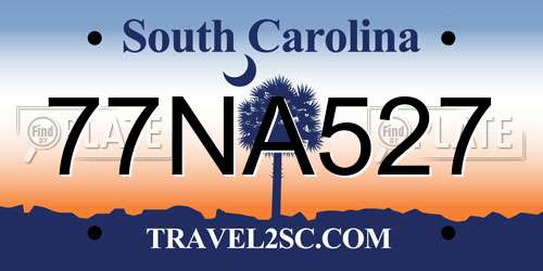 77NA527 South Carolina License Plate