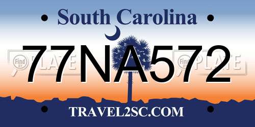 77NA572 South Carolina License Plate