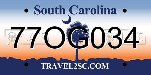 77OG034 South Carolina License Plate