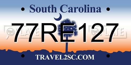 77RE127 South Carolina License Plate
