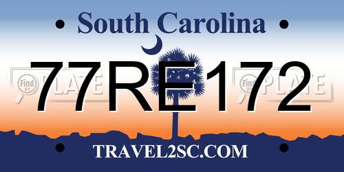 77RE172 South Carolina License Plate