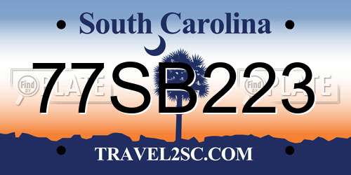 77SB223 South Carolina License Plate