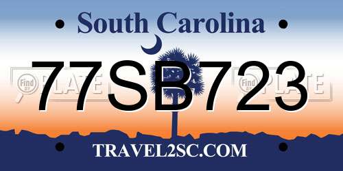 77SB723 South Carolina License Plate