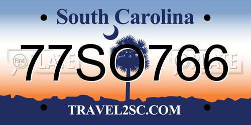 77SO766 South Carolina License Plate