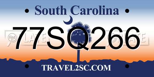 77SQ266 South Carolina License Plate