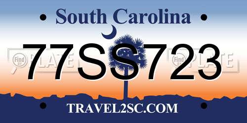 77SS723 South Carolina License Plate