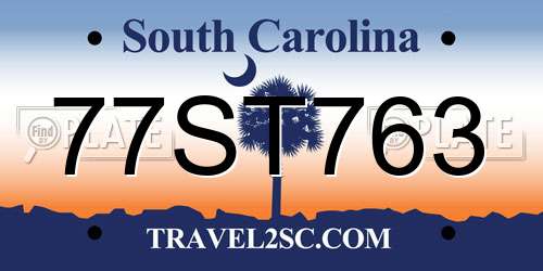 77ST763 South Carolina License Plate