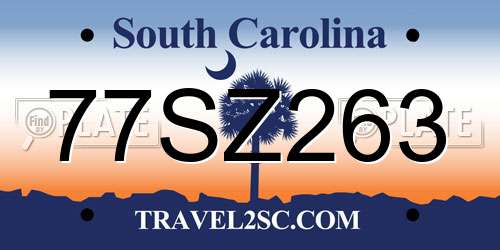 77SZ263 South Carolina License Plate