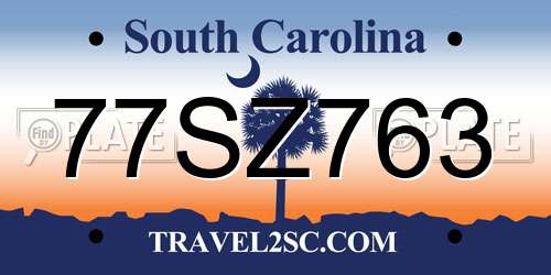 77SZ763 South Carolina License Plate