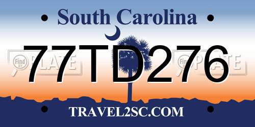 77TD276 South Carolina License Plate