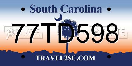 77TD598 South Carolina License Plate