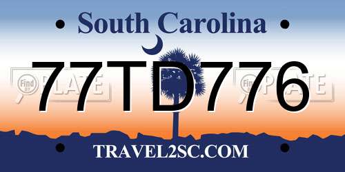 77TD776 South Carolina License Plate