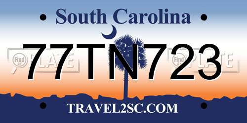 77TN723 South Carolina License Plate