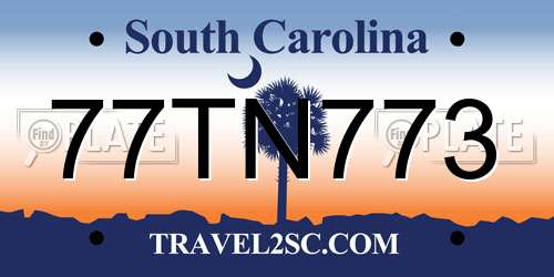 77TN773 South Carolina License Plate