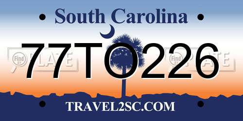77TO226 South Carolina License Plate