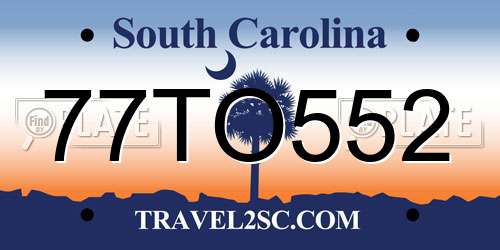 77TO552 South Carolina License Plate