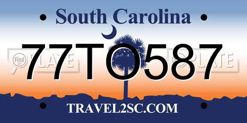 77TO587 South Carolina License Plate